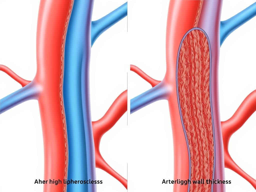 Porównanie zdrowej tętnicy z tętnicą z miażdżycą spowodowaną wysokim poziomem lipoproteiny - lipoproteina co to za badanie