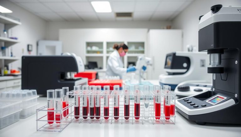 Laboratorium wykonujące badania koagulologiczne z próbkami krwi i specjalistycznym sprzętem