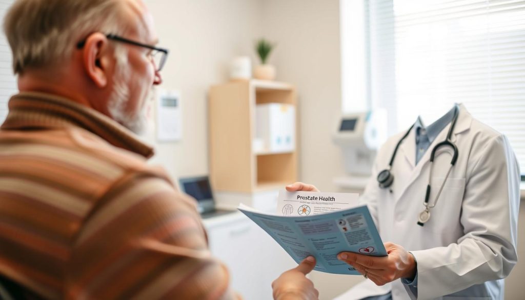 Mężczyzna po 50 roku życia konsultujący się z lekarzem na temat badania TPSA