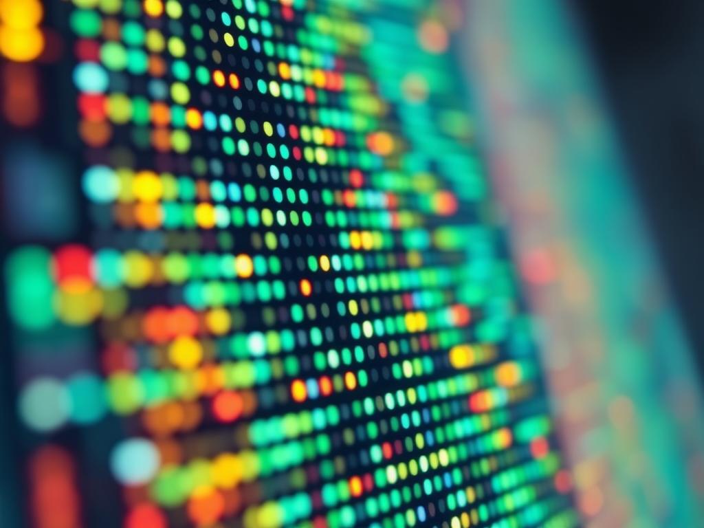 Mikromacierz DNA używana w badaniu aCGH z widocznymi punktami fluorescencyjnymi