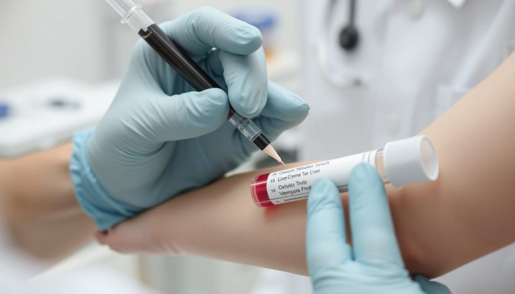 Pobieranie krwi do badania transaminaz w laboratorium