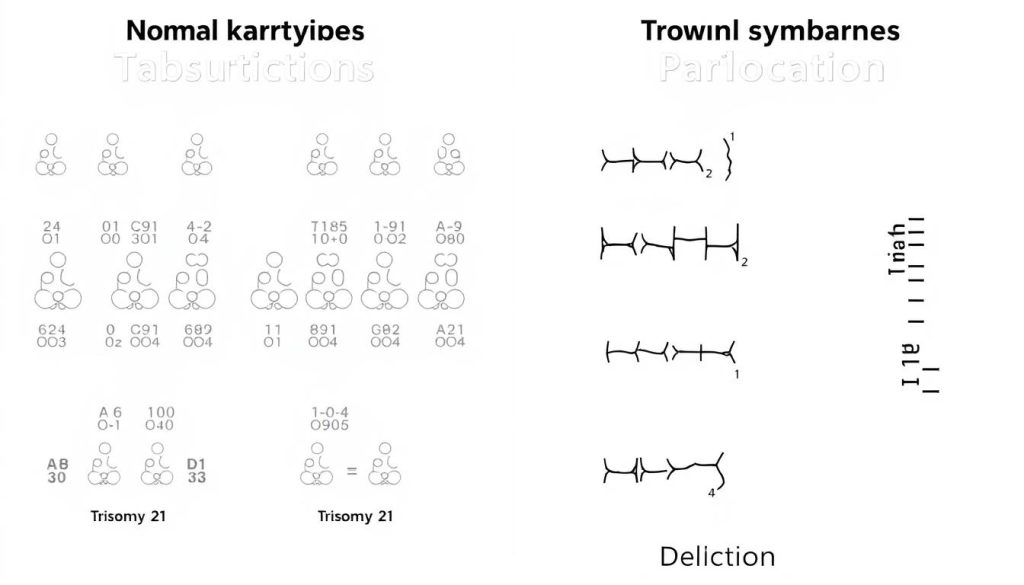 Przykłady aberracji chromosomowych widocznych w badaniu kariotypu
